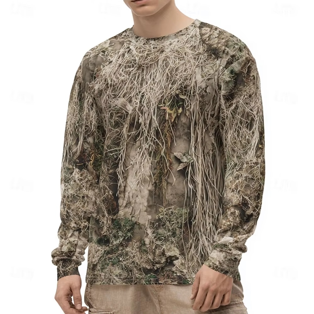 Outdoor Hunting Graphic Tees - Men's Camo Animal Print Long Sleeve,