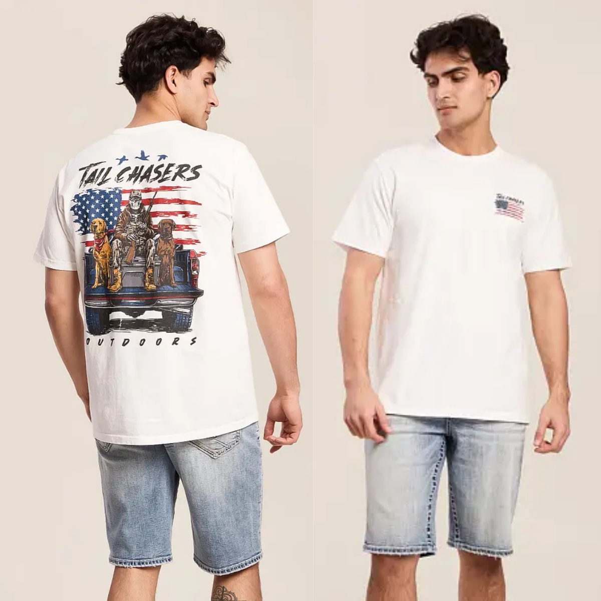 Outdoor Hunting Graphic Tees - Tail Chasers Club Skeleton Hunt Outdoor
