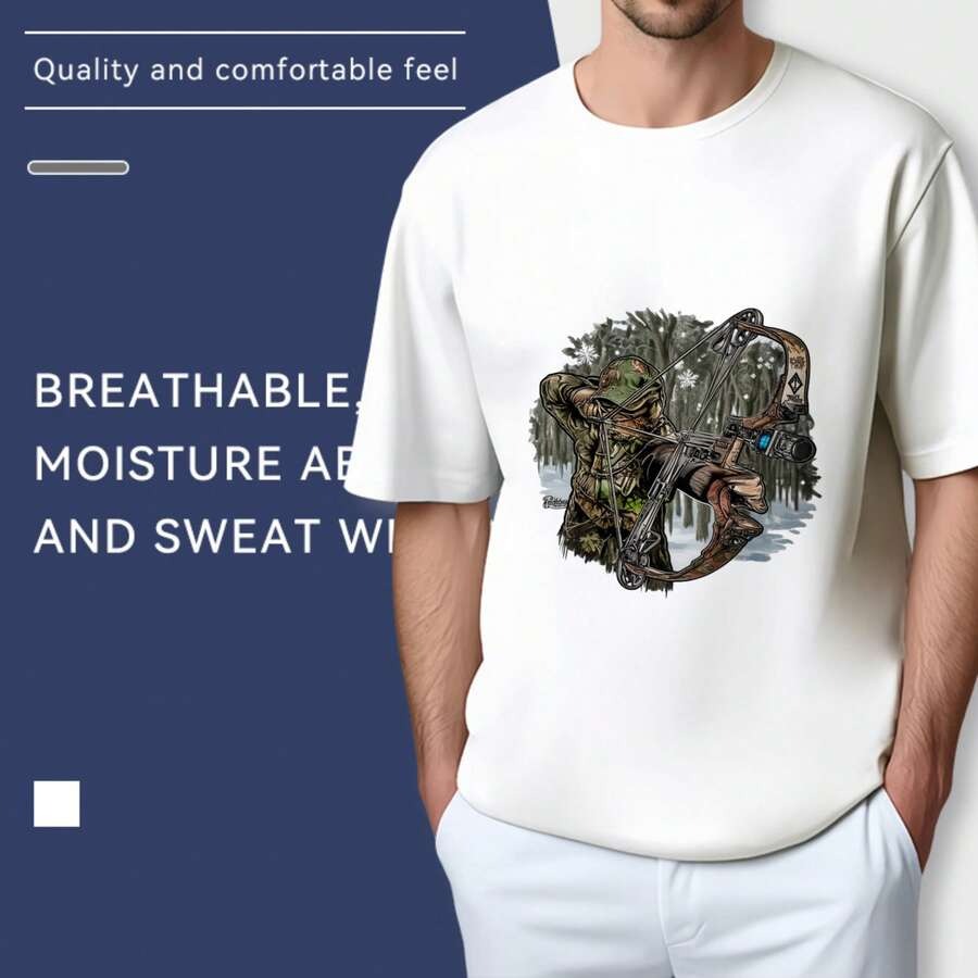 Outdoor Hunting Graphic Tees - 【New Arrival】Winter Camo Bow Hunter Graphic